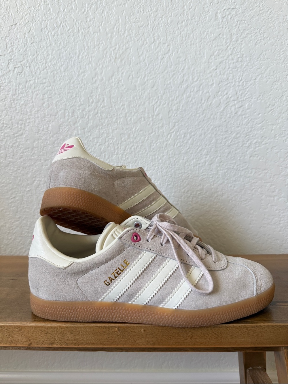 adidas Originals Gazelle Suede Cream Pink Accent Sneakers